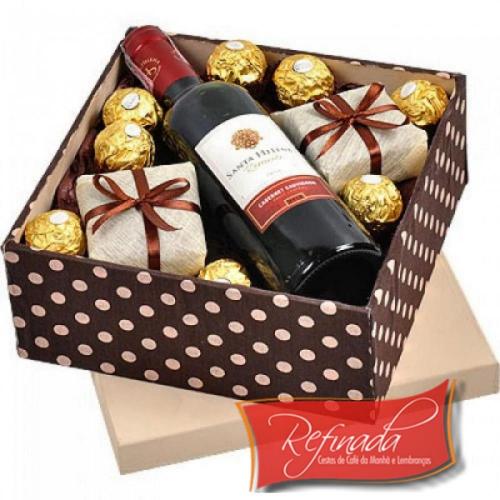 Caixa de Vinho e Chocolate R$ 259,00